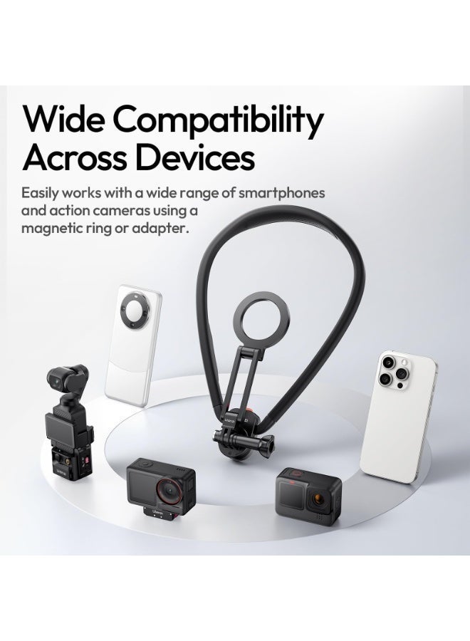 ULANZI MG14 Magnetic Neck Mount for Phone/Action Camera, Phone Neck Holder Hands Free POV/Vlog Video Recording for iPhone Samsung Sony LG Google All Smartphones and GoPro Insta360 DJI Action Cameras - Image 3